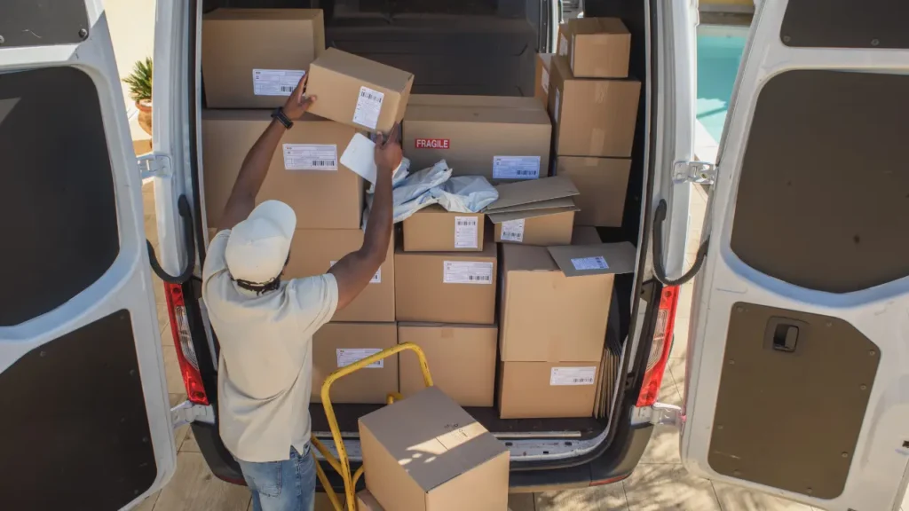 Male worker with van