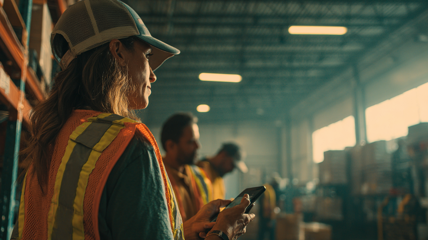 Warehouse manager oversees scanner-led tasks capturing barcodes, batches, and serials. In a barcode warehouse.