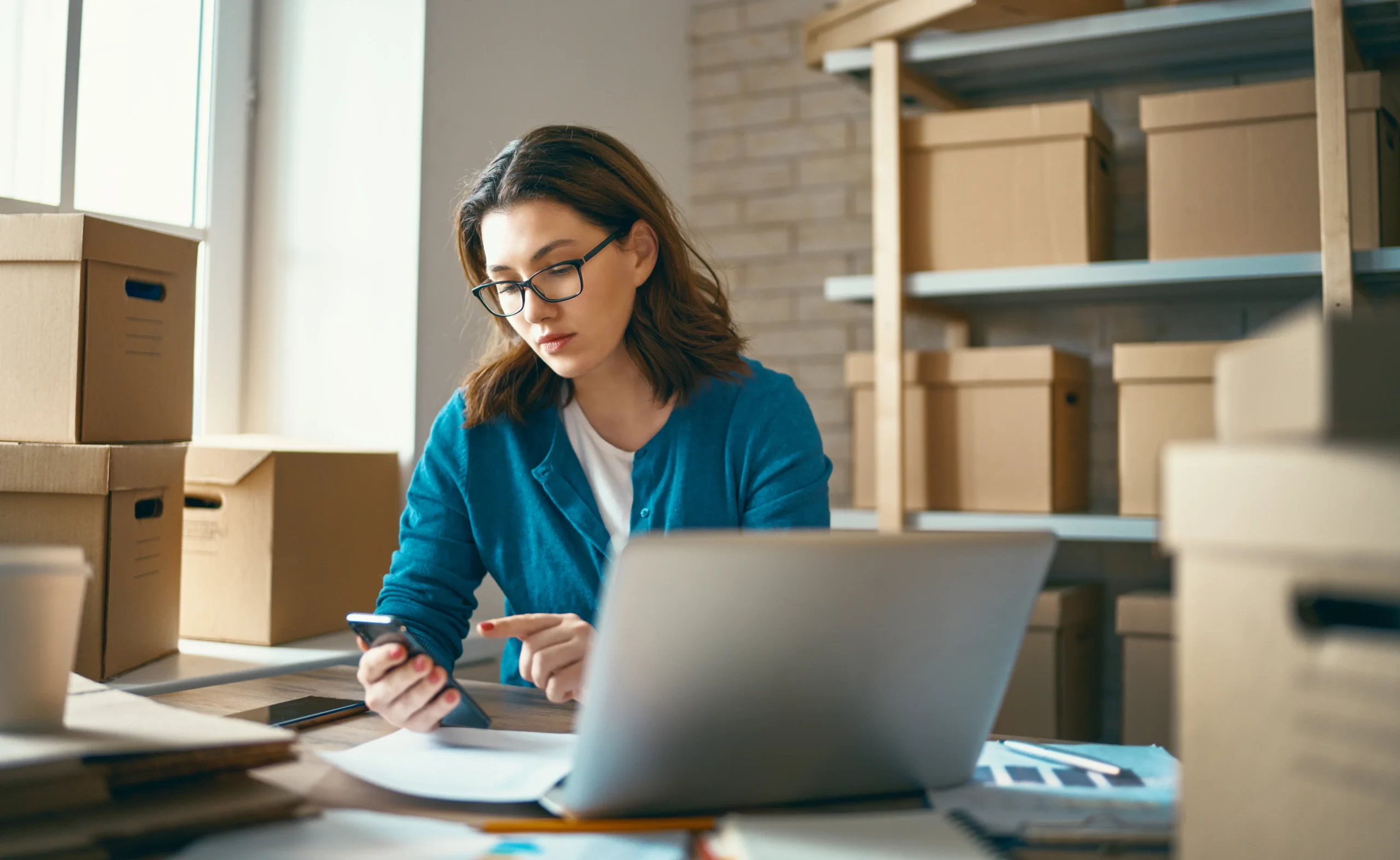 Woman working in an e-commerce business