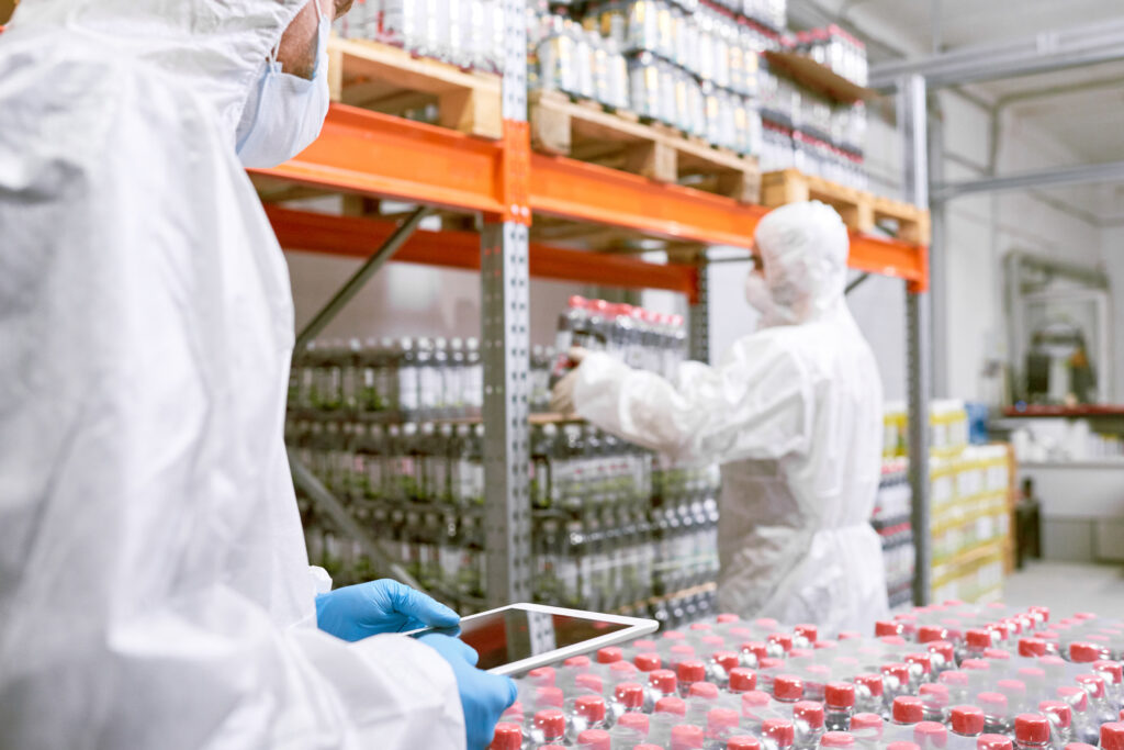 Working in Food Warehouse in cold store