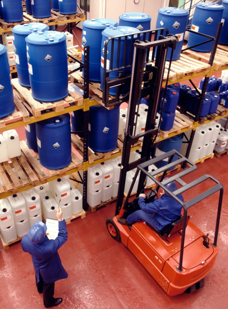 Forklift driver with hazchem goods