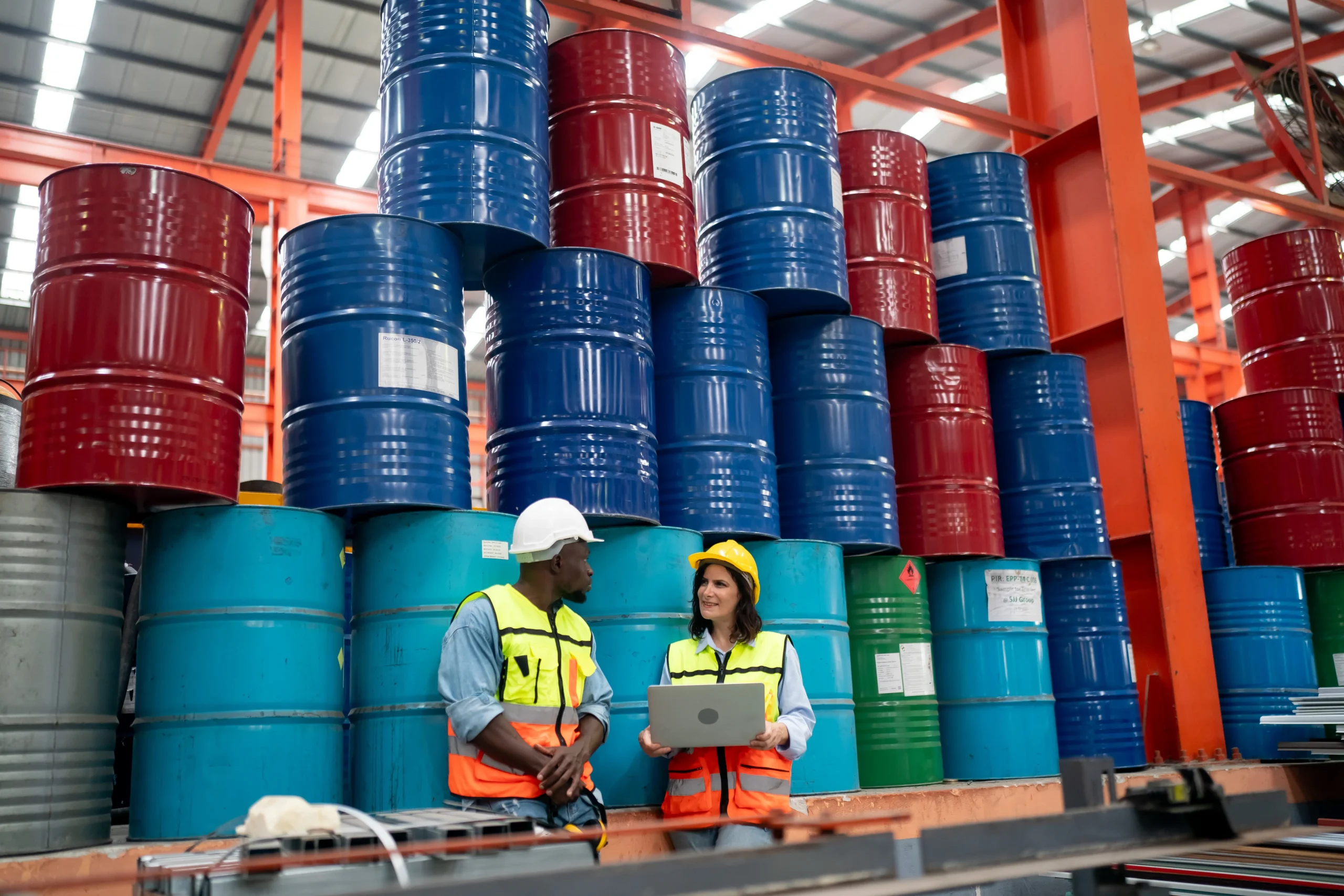 Warehouse workers in the hazchem warehouse