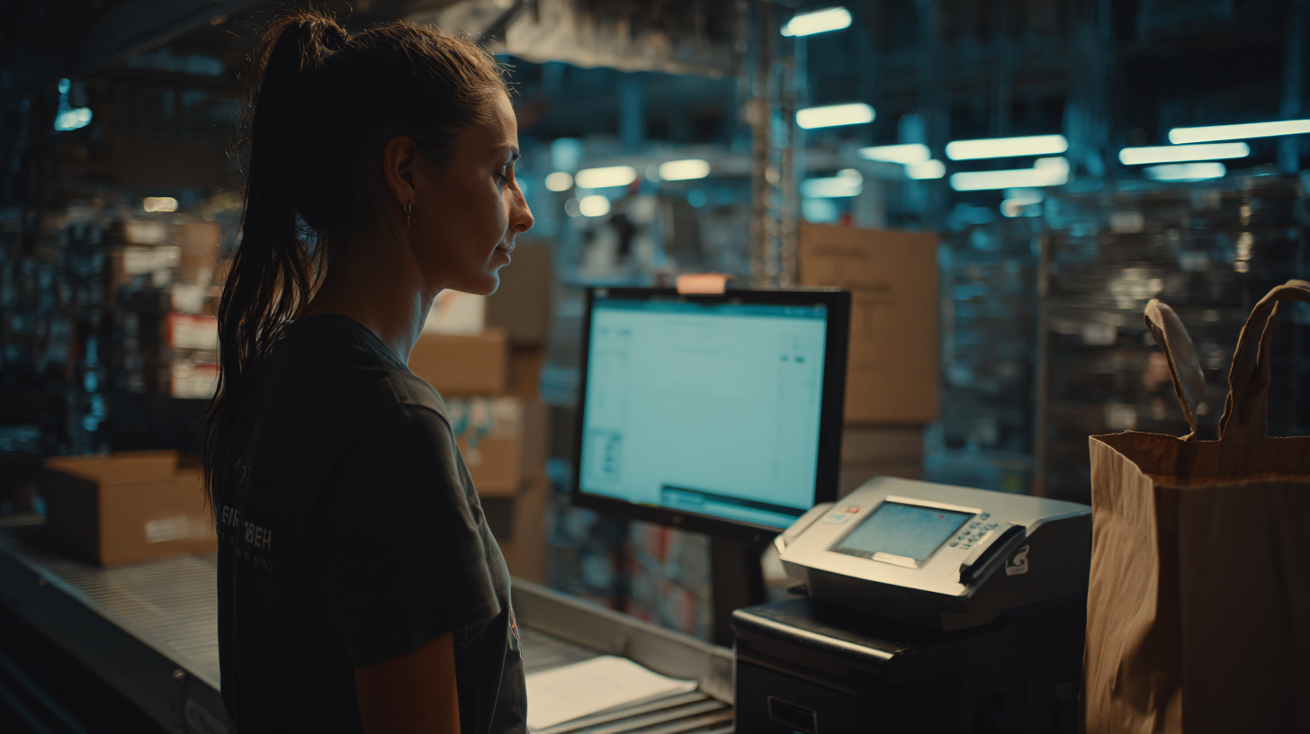 Manager sets packaging type and confirms live weight with remembered printer.