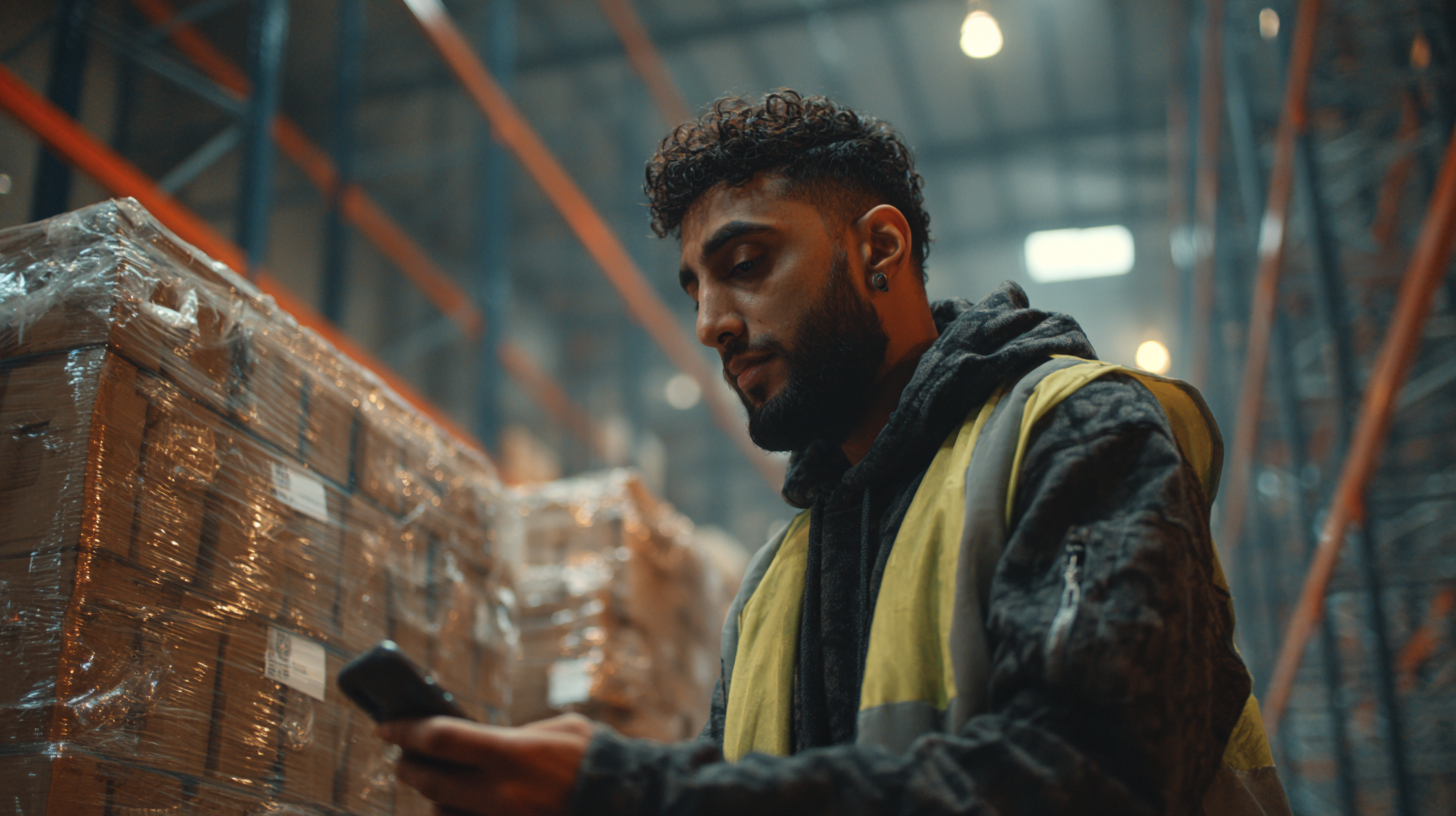 Warehouse operative photographs a pallet during goods-in for warehouse image capture evidence.