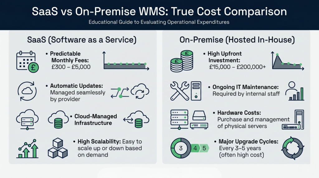 Saas vs on-premise wms cost comparison